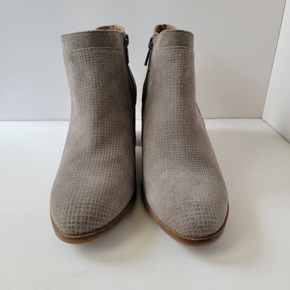 Lucky Brand Ponic Gray Suede Leather Boho Round Toe Ankle Booties, Size 10M - Picture 2 of 14